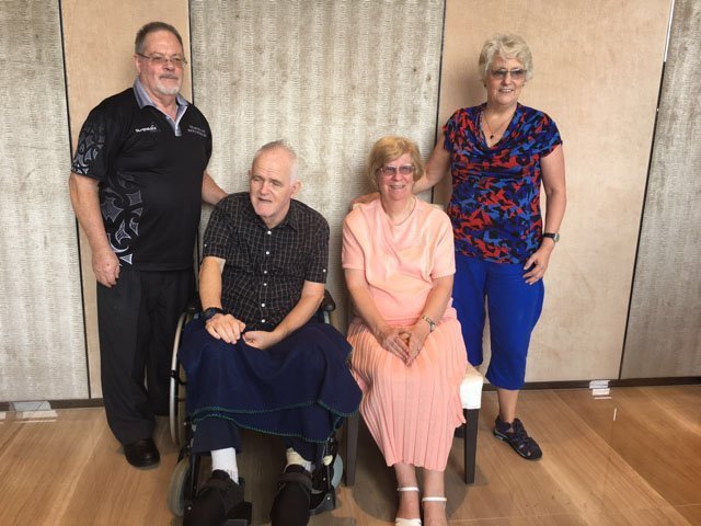 Mr and Mrs Thomas at a farewell party before their return to Australia